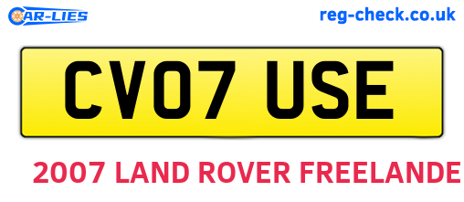 CV07USE are the vehicle registration plates.