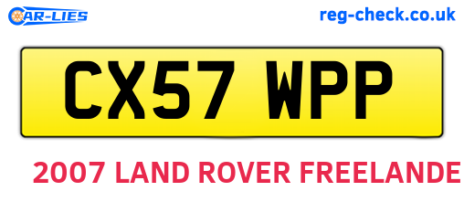 CX57WPP are the vehicle registration plates.