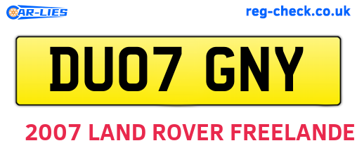 DU07GNY are the vehicle registration plates.