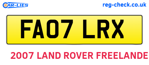 FA07LRX are the vehicle registration plates.