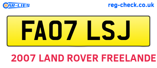 FA07LSJ are the vehicle registration plates.