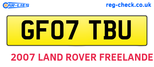 GF07TBU are the vehicle registration plates.