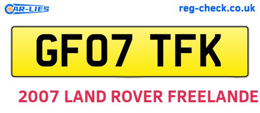 GF07TFK are the vehicle registration plates.