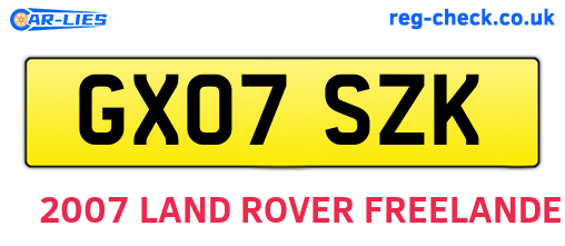 GX07SZK are the vehicle registration plates.