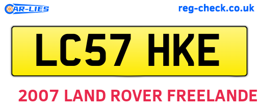 LC57HKE are the vehicle registration plates.
