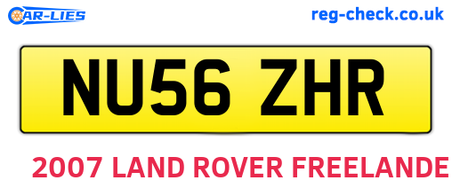 NU56ZHR are the vehicle registration plates.