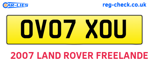 OV07XOU are the vehicle registration plates.