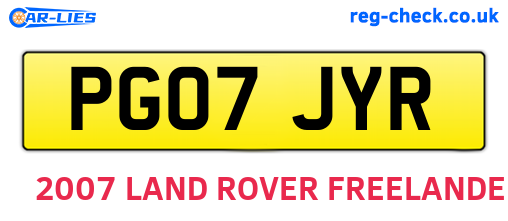 PG07JYR are the vehicle registration plates.