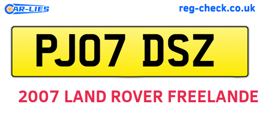 PJ07DSZ are the vehicle registration plates.
