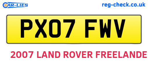 PX07FWV are the vehicle registration plates.