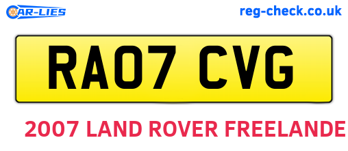 RA07CVG are the vehicle registration plates.