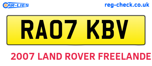 RA07KBV are the vehicle registration plates.