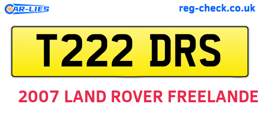 T222DRS are the vehicle registration plates.