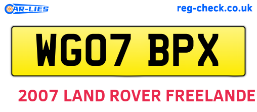WG07BPX are the vehicle registration plates.