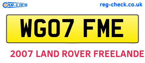 WG07FME are the vehicle registration plates.