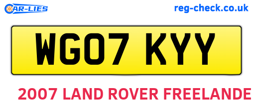 WG07KYY are the vehicle registration plates.