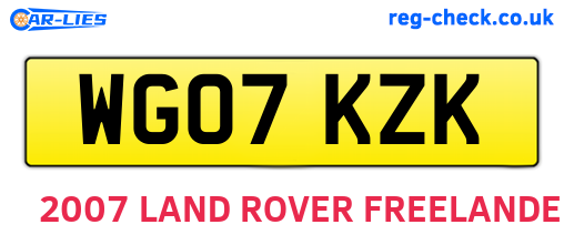 WG07KZK are the vehicle registration plates.