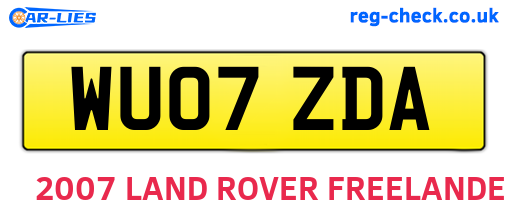WU07ZDA are the vehicle registration plates.