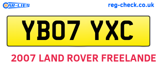 YB07YXC are the vehicle registration plates.