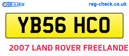YB56HCO are the vehicle registration plates.