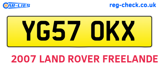 YG57OKX are the vehicle registration plates.
