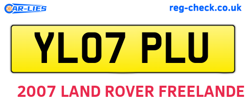 YL07PLU are the vehicle registration plates.