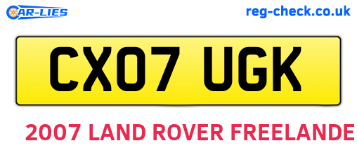 CX07UGK are the vehicle registration plates.