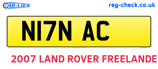 N17NAC are the vehicle registration plates.