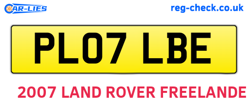 PL07LBE are the vehicle registration plates.
