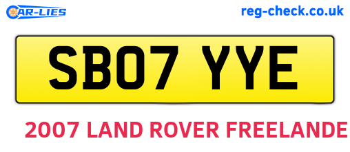 SB07YYE are the vehicle registration plates.