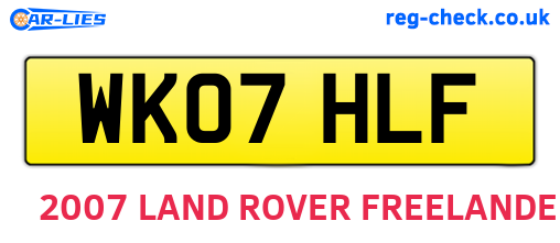 WK07HLF are the vehicle registration plates.
