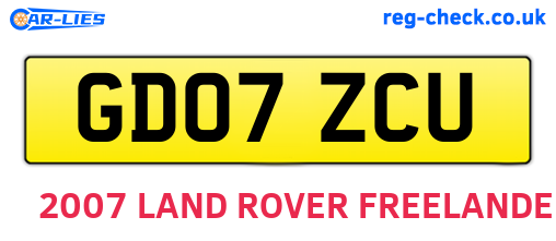 GD07ZCU are the vehicle registration plates.
