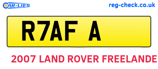 R7AFA are the vehicle registration plates.