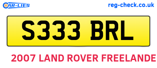 S333BRL are the vehicle registration plates.