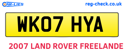 WK07HYA are the vehicle registration plates.