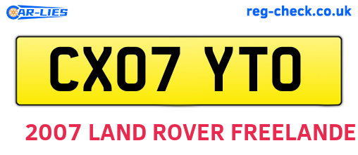 CX07YTO are the vehicle registration plates.