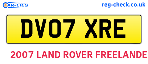 DV07XRE are the vehicle registration plates.