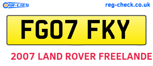 FG07FKY are the vehicle registration plates.