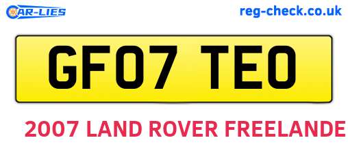 GF07TEO are the vehicle registration plates.