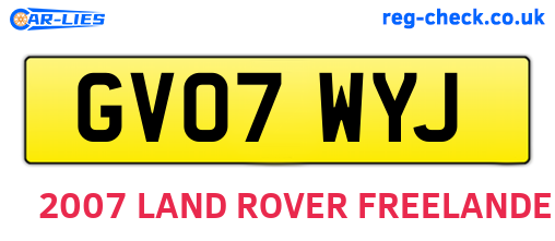 GV07WYJ are the vehicle registration plates.