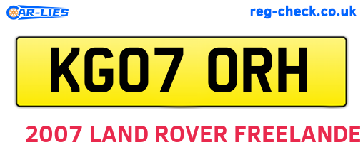 KG07ORH are the vehicle registration plates.