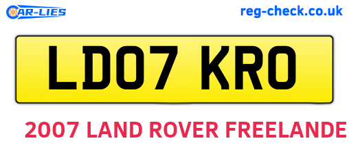 LD07KRO are the vehicle registration plates.