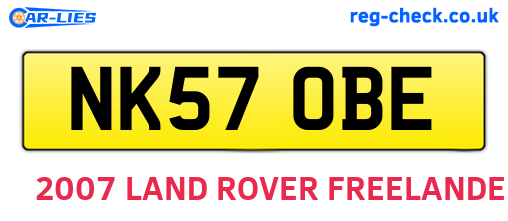 NK57OBE are the vehicle registration plates.