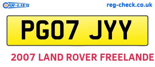 PG07JYY are the vehicle registration plates.