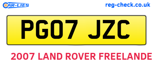 PG07JZC are the vehicle registration plates.
