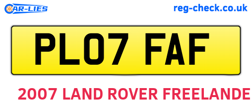 PL07FAF are the vehicle registration plates.
