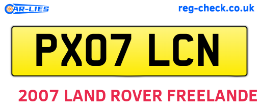 PX07LCN are the vehicle registration plates.