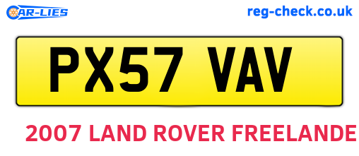 PX57VAV are the vehicle registration plates.