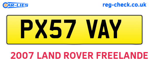 PX57VAY are the vehicle registration plates.