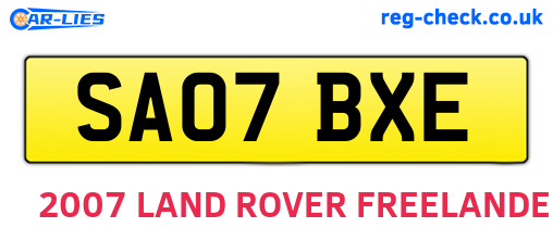 SA07BXE are the vehicle registration plates.